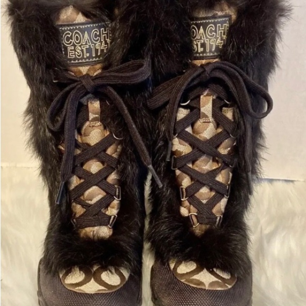 COACH 1941 Jennie Q522 Authentic Rabbit Fur Boots Women’s Size 6 1/2 B